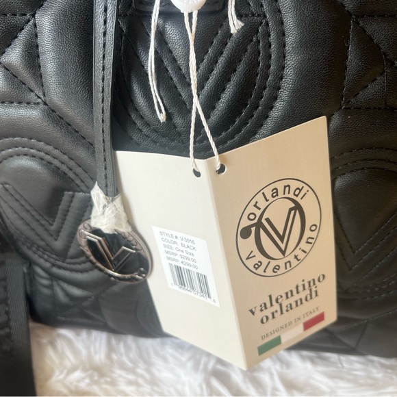 NWT Valentino Orlandi Large Quilted Tote Bag in Black - Picture 3 of 13